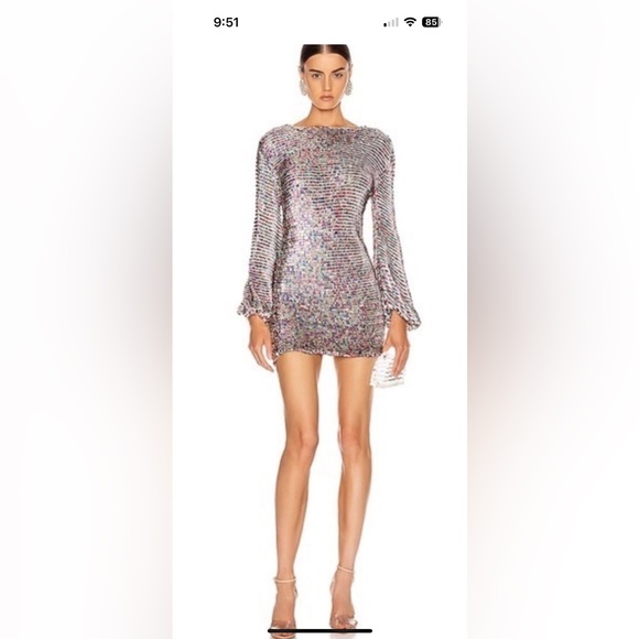 Retrofete Tara Crochet Sequin Long Sleeve Dress, medium - Picture 2 of 10